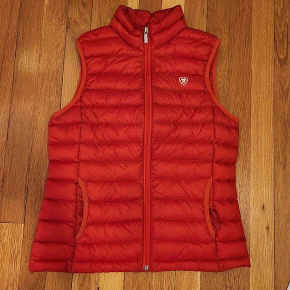 Ariat Women's Ideal Down Vest, Orange, With Pouch, Excellent Condition, Sz S - Picture 8 of 11
